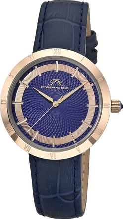 Porsamo Bleu Womens Monroe Genuine Leather Rose Tone and Blue Watch 1491EMOL