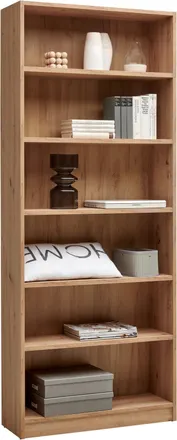 CARRYHOME Regal, Eiche Artisan, Holzwerkstoff, 5 Fächer, 80x199.2x28 cm, stehend, Wohnzimmer, Regale, Bücherregale