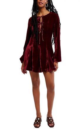 Free People Linney Velvet Mini Dress In Cabernet