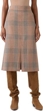 Akris Glen Check A-Line Midi Skirt in Beige-Mocca-Orange at Nordstrom, Size 12