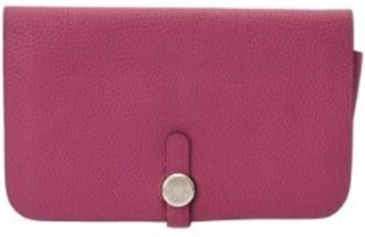 Herm&egrave;s Dogon Rose Purple Chevre Leather Long Wallet (Bi-Fold) (Pre-Owned)