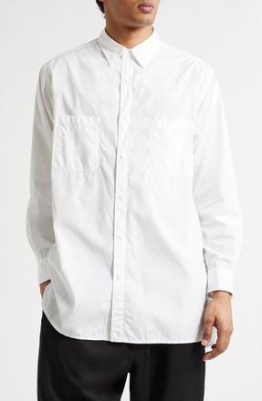 Yohji Yamamoto Big Standard Chainstitch Cotton Broadcloth Button-Up Shirt in White at Nordstrom, Size 4