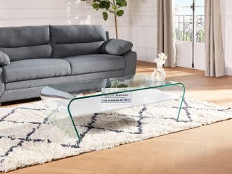 Vente-Unique Tavolino in Vetro temperato bianco Ripiano bianco laccato - KELLY