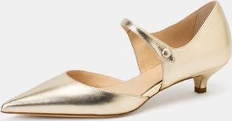 Bells & Becks Nadia Kitten Heel Mary Jane Pump in Gold at Nordstrom, Size 39.5