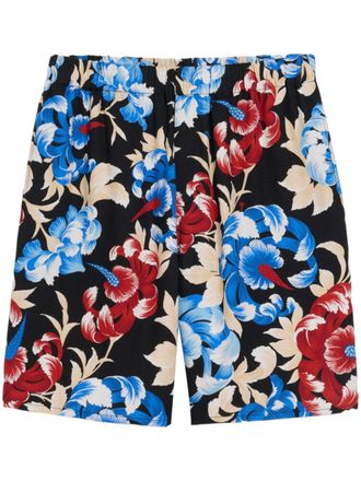 Ami Shorts met elastische taille en bloemenprint - Zwart