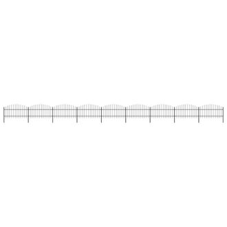 Berkfield Home Garden Fence with Spear Top Steel (1-1.25)x15.3 m Black