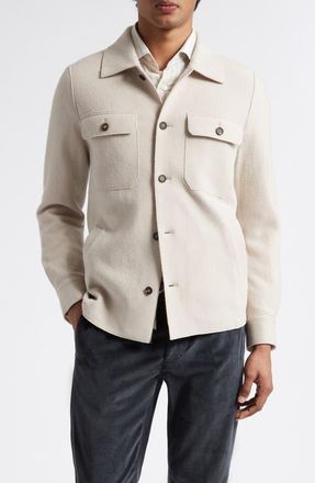 Eleventy Boiled Wool Overshirt in Sand at Nordstrom, Size 54