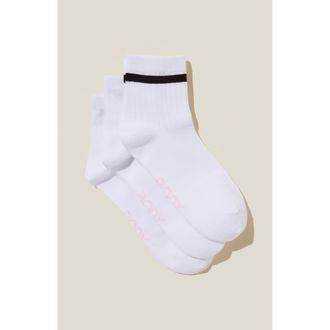 Cotton On Womens Active Body Mid Crew Socks 3Pk in White at Nordstrom