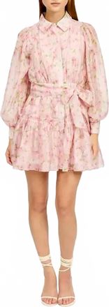 En Saison Josette Mini Long Sleeve Dress In Pink Floral