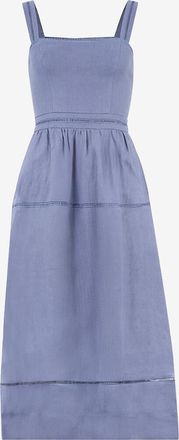 Reformation Träger-Midikleid aus Leinen Everett Cornflower