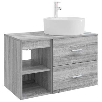 vidaXL Juego De Muebles De Ba&ntilde;o 2 Pcs Sonoma Gris Madera De Ingenier&iacute;a Vidaxl