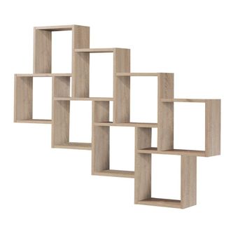 Calicosy Estanter&iacute;a de pared flotante 11 compartimentos - Efecto Roble