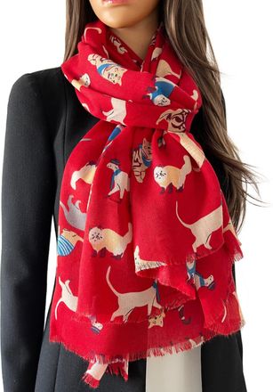 The Accessory Co. Cat Print Womens Scarf - Lightweight Cotton Shawl Wrap, Fun Cat Design, Ideal for Spring, Summer, Autumn & Winter - Perfect for Birthdays, Mothers Day