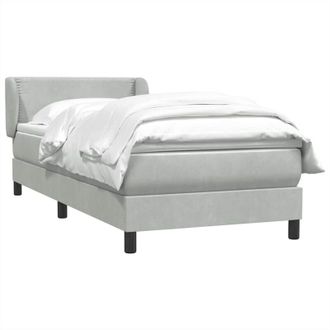 vidaXL Cama Box Spring Con Colch&oacute;n Terciopelo Gris Claro 80x210 Cm Vidaxl