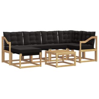 vidaXL Conjunto De Sof&aacute;s De Exterior Con Coj&iacute;n 7 Pcs Blanco Y Negro Vidaxl