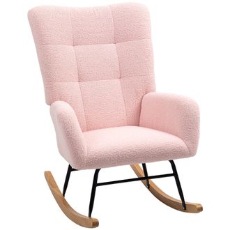 HOMCOM Rocking Chair - Modern Armchair With Backrest For Bedroom - Hot pink | TJ Hughes
