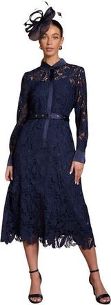 Coast Lace Shirt Long Sleeve Dress in Navy at Nordstrom, Size 10