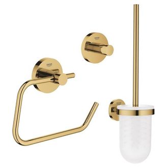 GROHE Essentials Toilet Accessoireset 3-delig - toiletborstelhouder - handdoekhaak - toiletrolhouder zonder klep - cool sunrise (goud)