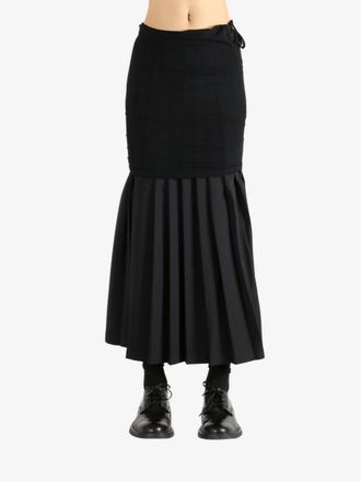Maison Margiela Long Pleated Skirt In Off Black