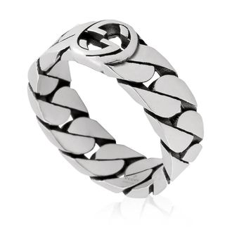 Gucci Sterling Silver Interlocking G Ring, Size 14