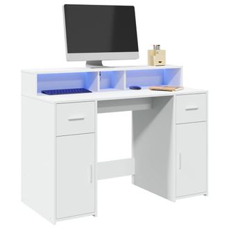 Berkfield Home Desk with LED Lights White 120x55x91 cm Engineered Wood | Size: 120 x 55 x 91 cm