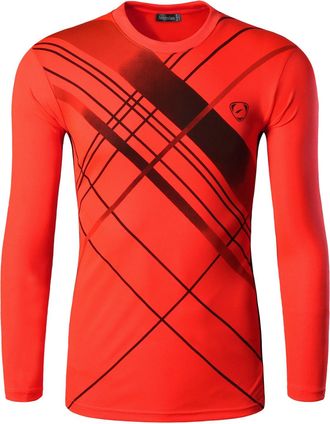 Jeansian Mens Casual Long Sleeves T-Shirts Wicking Running Sport Tee Shirt Top LA196 Orange L