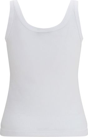 Dolce & Gabbana Womens Ribbed Logo Tank Top Bianco Ottico Cotton