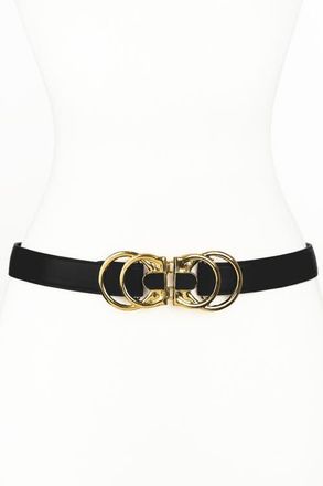Raina Rocky Buckle Leather Belt in Black at Nordstrom, Size Medium