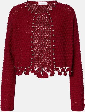 Paco Rabanne Studded crochet cotton cardigan