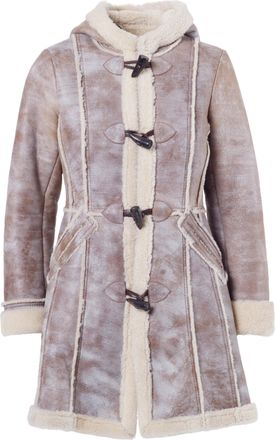 Prada Womens Shearling Long Coat with Hood - 00s