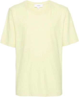 Lardini Pastelgele katoenen T-shirt - Heren - T-shirts - Geel - M - Katoen - Tops