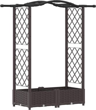 vidaXL Cama Elevada Con Trellis Y Techo Marr&oacute;n 124 X 40 X 123 Cm Pp Vidaxl