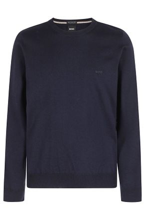 BOSS Botto Blue Stretch Virgin Wool Crewneck Sweater