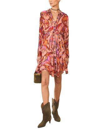Farm Rio Farm Rio Wild Horses Rose Long Sleeve Mini Dress