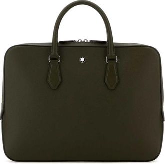 Montblanc Olive Green Leather Sartorial Briefcase