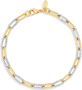 SHYMI Two-Tone Textured Paper Clip Chain Bracelet in Gold Silver at Nordstrom