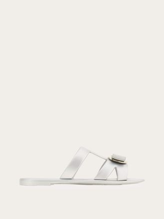 Ferragamo Women New Vara plate strappy slide Silver Size 10