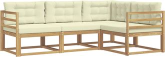 vidaXL Conjunto De Sof&aacute;s De Exterior 3 Uds. Blanco Y Crema Poli&eacute;ster Vidaxl