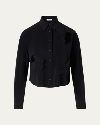 Akris Flower Applique Button-Down Shirt