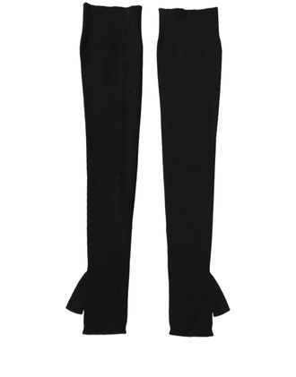 Dolce & Gabbana Black Wool Knitted Long Fingerless Mens Gloves