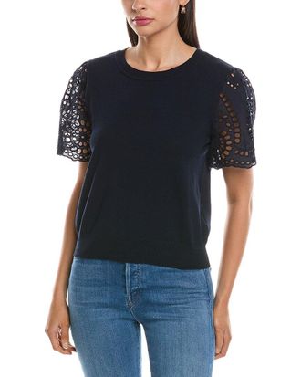 Nanette Lepore Eyelet Sleeve Knit Top