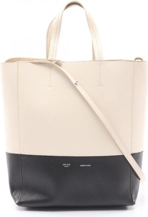 Celine Black White Leather Handbag Tote Bag (Pre-Owned)