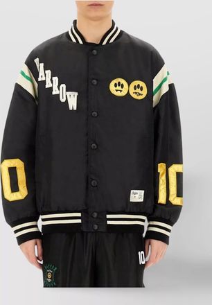 Barrow graphic back satin bomber jacket