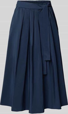 Max Mara Ausgestellter Midi-Rock mit Taillengürtel in Marine, Größe 34