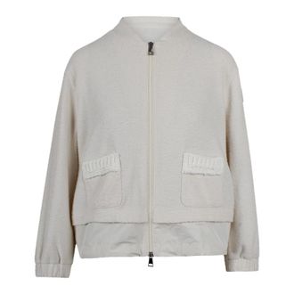 Moncler Truien & Vesten, Dames, Wit, M, Nylon, Vest met opgestikte zakken