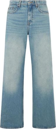Roberto Cavalli Wide-Leg Jeans Met Monogram RC - Heren - Loose Fit Jeans - Blauw - S - Katoen - Jeans
