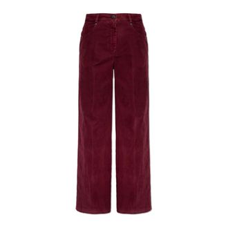 Forte_Forte Wide Trousers, female, Red, Size: XS Velvet-Finish Trousers