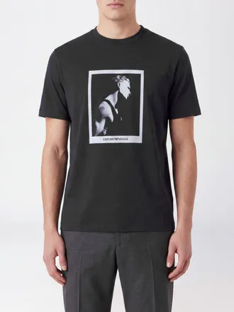 Emporio Armani T-shirt girocollo in cotone con stampa grafica e vestibilit&agrave; slim