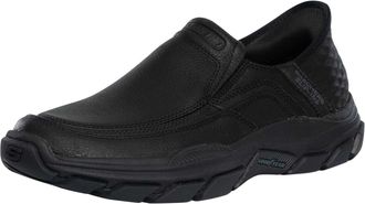 Skechers 204810 Respected - Elgin Hands Free Relaxed Fit Mens Wide Black Leather Slip On Loafers, 8.5 UK