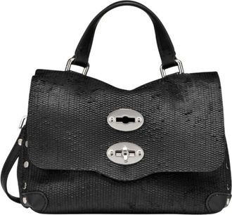 Zanellato Postina Baby - Dames - Handtassen - Zwart - ONE Size - Leer - Tassen